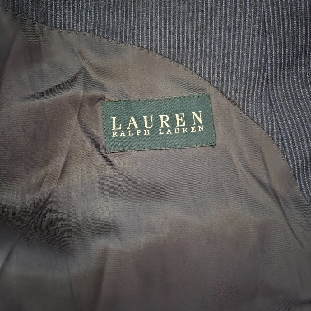 Lauren Ralph Lauren Men's Black Pinstripe Wool Blazer Size 52R Office Jacket - Picture 7 of 8